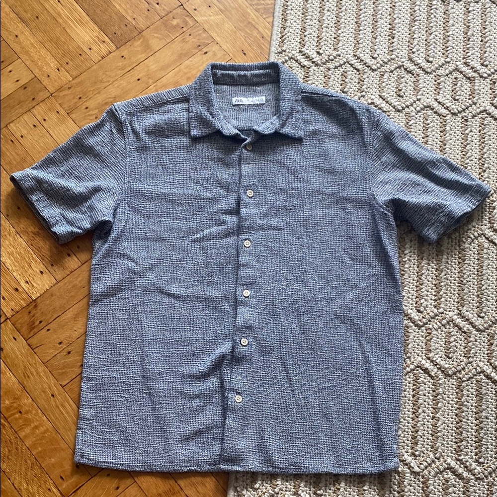 Zara textured Blue Shirt